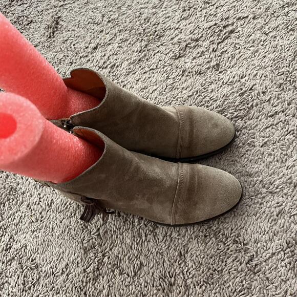 Pikolinos Boots Womens Size EU 37 Taupe Suede Ankle Booties Side Zip Tassel - Picture 2 of 8